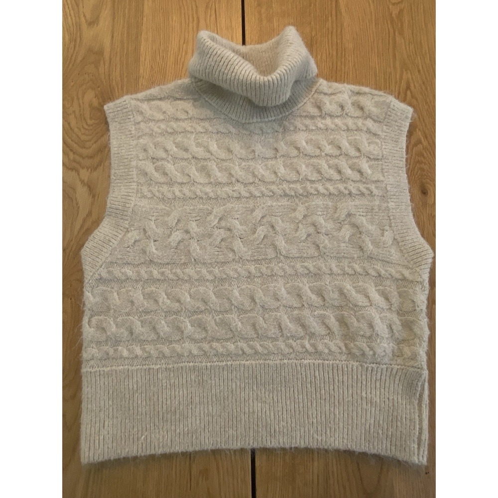 Old Navy‎ beige sleeveless turtleneck size Medium Cable Knit Shell Recycled